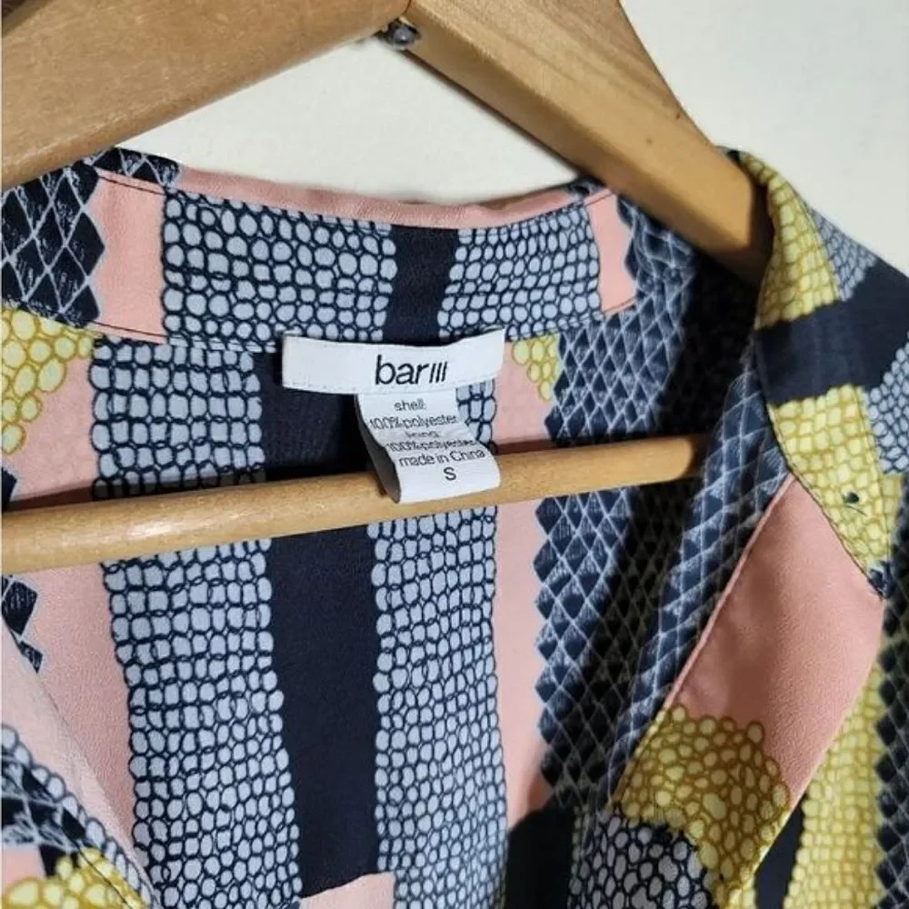 Bar III Geometric Long Sleeve Button-Down Dress - Picture 6 of 9